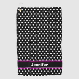 Polka Dots with Pink Accent Golf Towel
