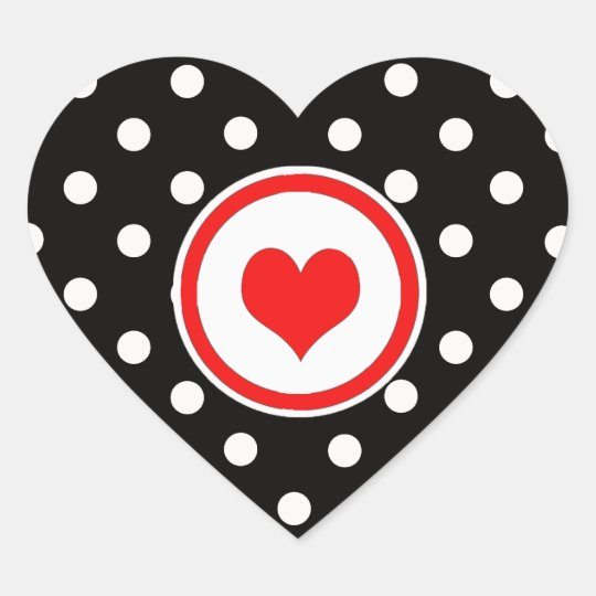 Polka Dots with Red Heart Heart Sticker