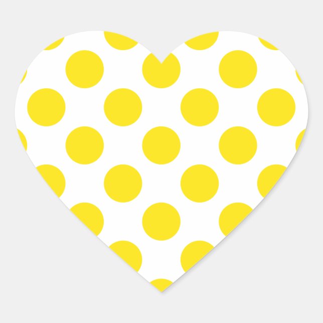 Polka Dots Yellow Heart Sticker (Front)
