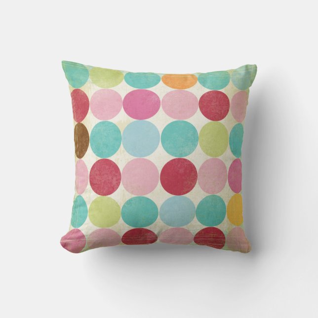 Polka dotted colour throw pillow (Front)