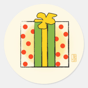 Polka-dotted Mod Gift Box Sticker