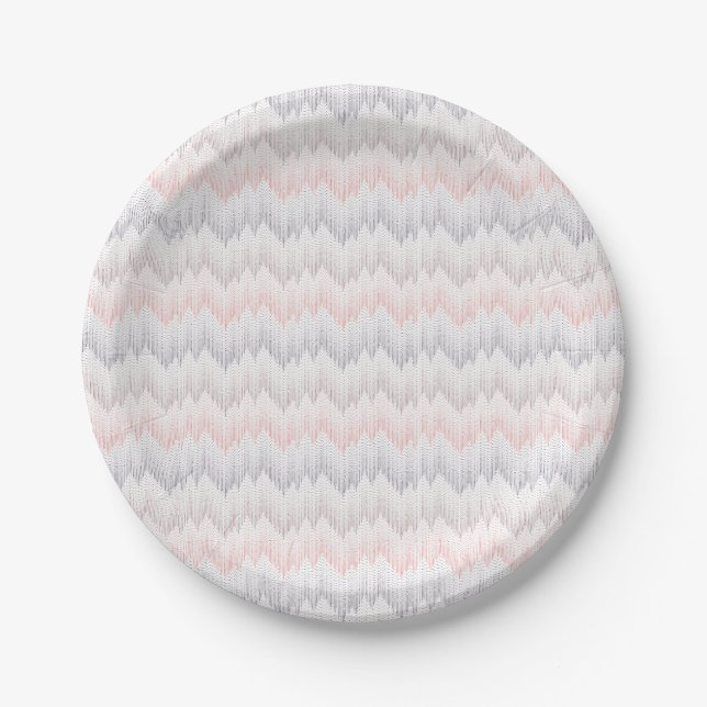 Polka Dotted Mountain Peak Pattern Paper Plate (Front)