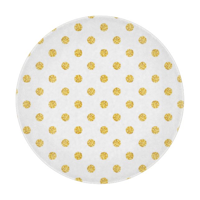 Polka Gold Glitter Dots Texture Cutting Board (Front)