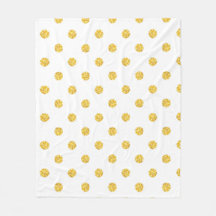 Polka Gold Glitter Dots Texture Fleece Blanket