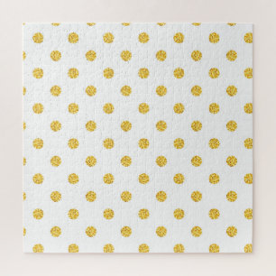Polka Gold Glitter Dots Texture Jigsaw Puzzle
