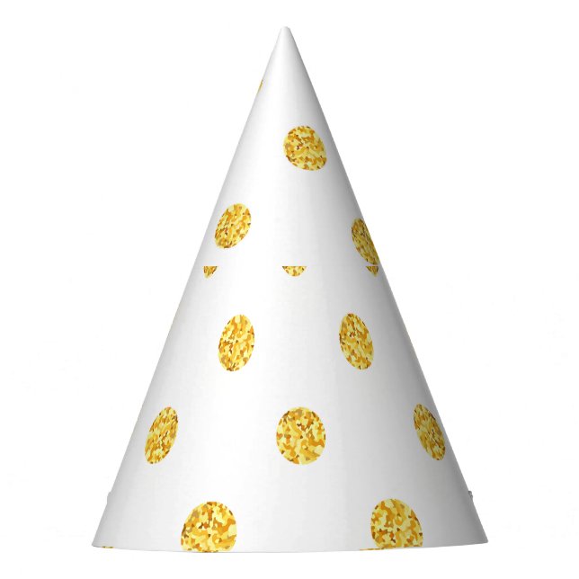Polka Gold Glitter Dots Texture Party Hat (Front)