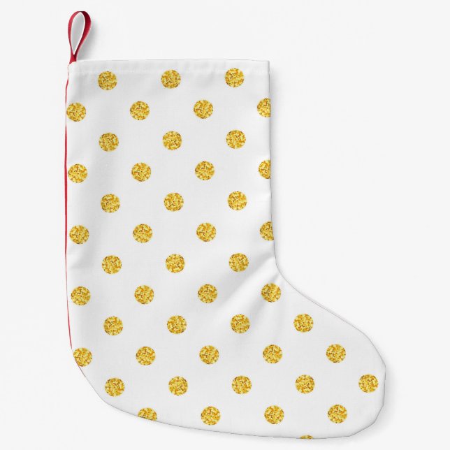 Polka Gold Glitter Dots Texture Small Christmas Stocking (Front)