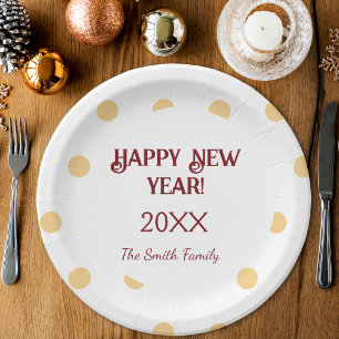 Polka gold New Year's Eve Party  Paper Plate