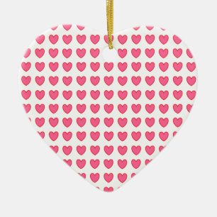 Polka Hearts Ceramic Ornament