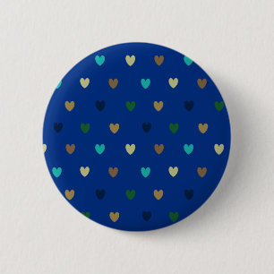 Polka hearts in peacock blue shades 2 inch round button