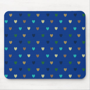 Polka hearts in peacock blue shades mouse pad