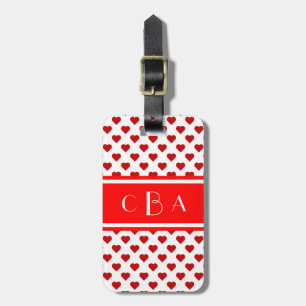 Polka Hearts Monogrammed Luggage Tag