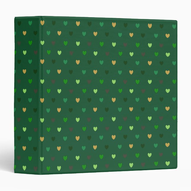 Polka hearts on forest green binder (Front/Spine)