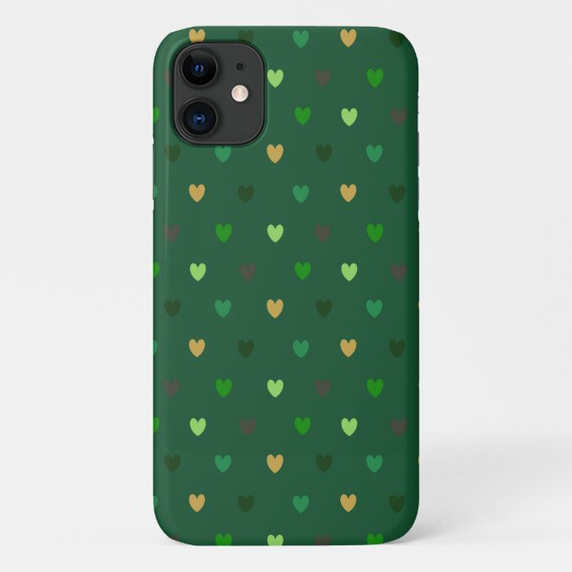Polka hearts on forest green Case-Mate iPhone case (Back)