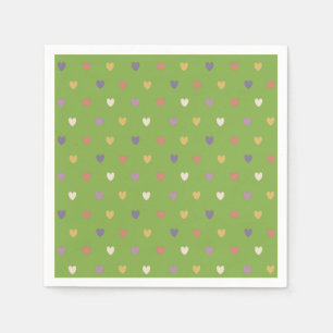 Polka hearts on greenery green napkin