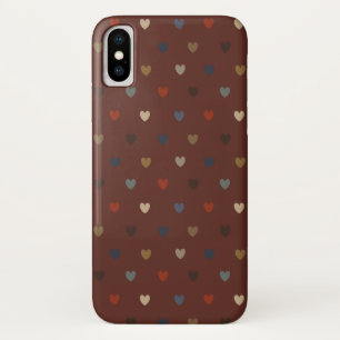 Polka hearts on kilim brown Case-Mate iPhone case