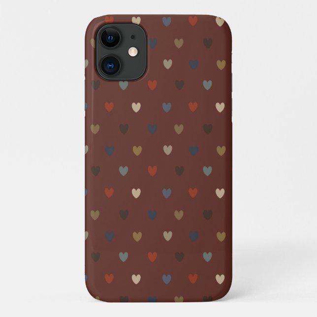 Polka hearts on kilim brown Case-Mate iPhone case (Back)
