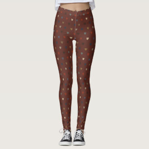Polka hearts on kilim brown leggings