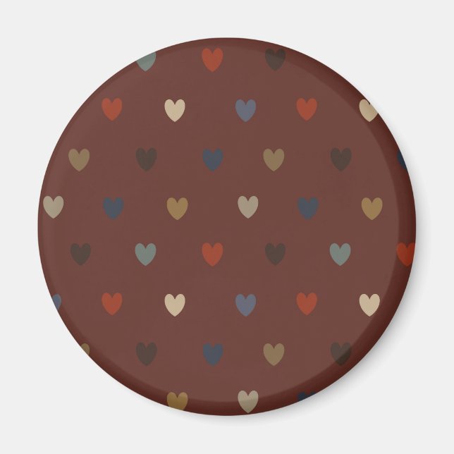 Polka hearts on kilim brown magnet (Front)