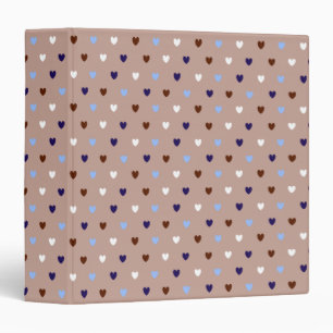 Polka hearts on pale brown binder