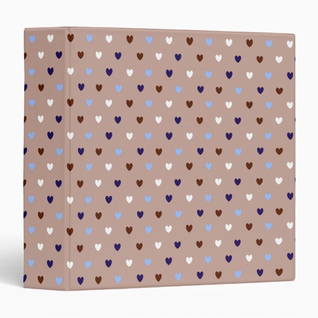 Polka hearts on pale brown binder (Front/Spine)