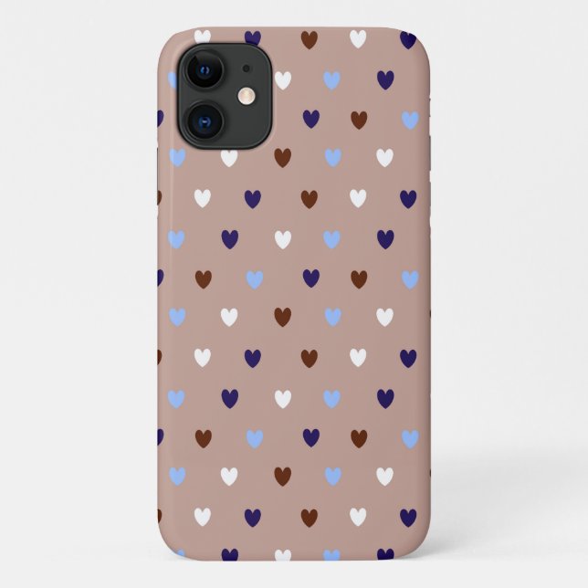 Polka hearts on pale brown Case-Mate iPhone case (Back)