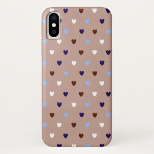 Polka hearts on pale brown Case-Mate iPhone case
