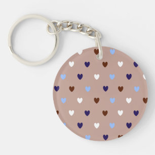 Polka hearts on pale brown keychain
