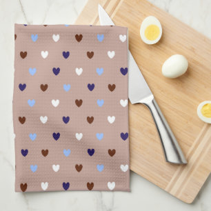 Polka hearts on pale brown kitchen towel