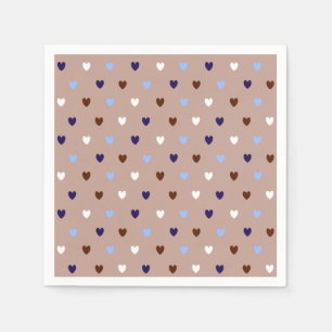 Polka hearts on pale brown napkin