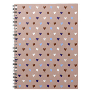 Polka hearts on pale brown notebook