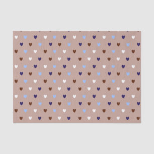 Polka hearts on pale brown tissue paper