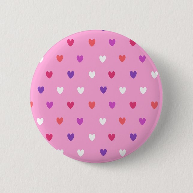 Polka hearts on pink 2 inch round button (Front)