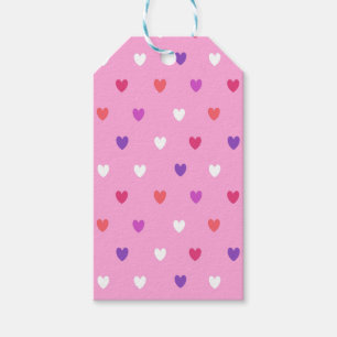 Polka hearts on pink gift tags