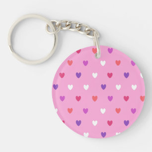 Polka hearts on pink keychain