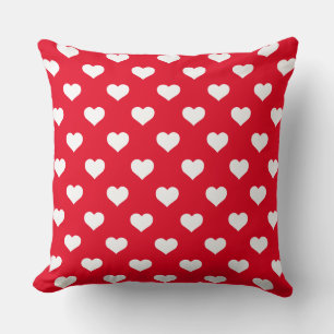 Polka Hearts Red Throw Pillow