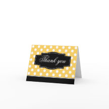 Polka Jaune Carte de remerciements à cadre noir