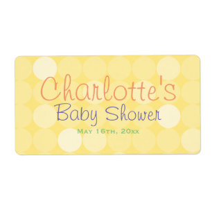 Polka Jaune Point Baby shower bouteille d'eau Étiq