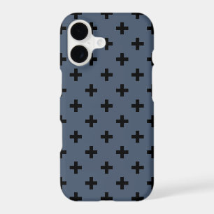 Polka noire croise sur bleu-gris