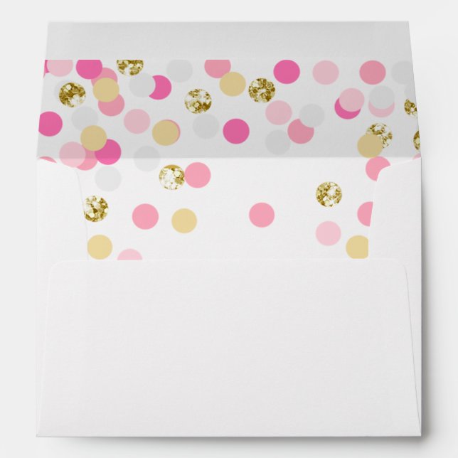 Polka point Enveloppe rose or Confetti fille douch (Dos (Bas))
