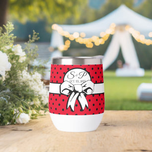 Polka rouge et noir Pointe Blanc Bow Personnalisé