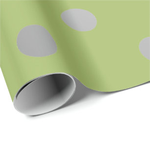 Polka Small Dots Greenly Green Pea Silver Grey Wrapping Paper