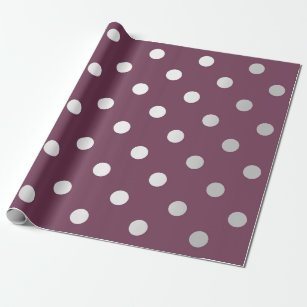 Polka Small Dots Maroon Plum Burgundy Silver Grey Wrapping Paper