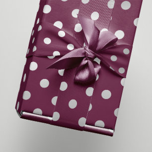 Polka Small Dots Maroon Plum Burgundy Silver Grey Wrapping Paper