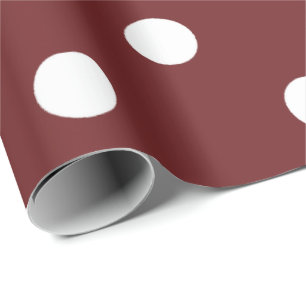 Polka Small White Dots Bright Burgundy Maroon Wrapping Paper