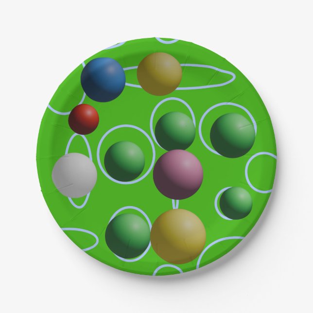 Polka Spheres Light Green Festive Party  Paper Plate (Front)