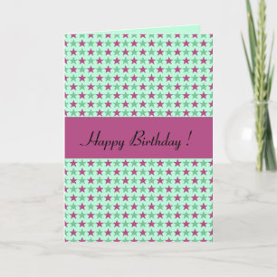Polka stars green rose cerise, customizable text card