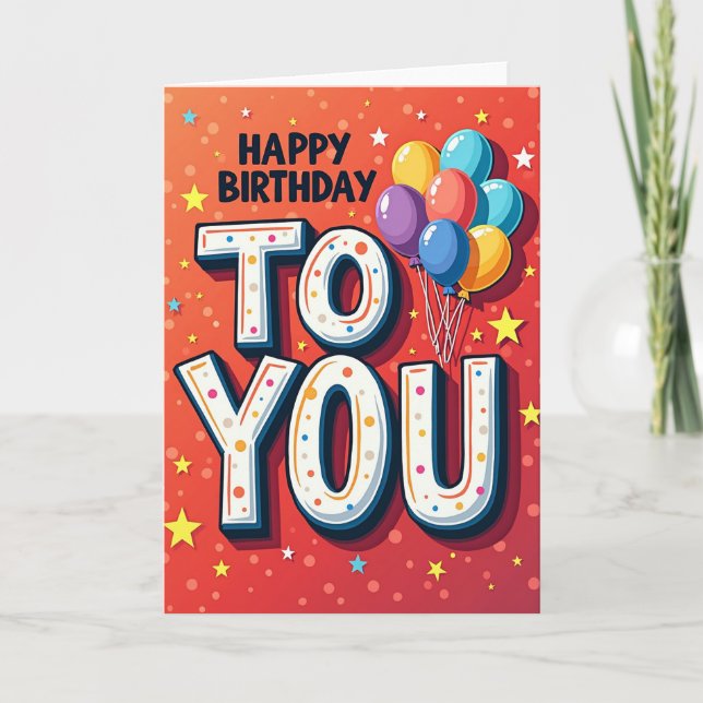 Polka Striped Party Card (Front)