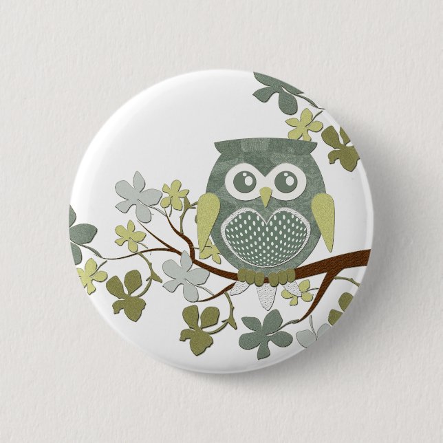 Polka Tree Owl Button (Front)