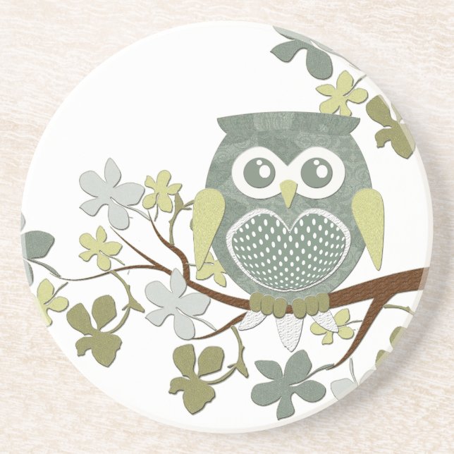Polka Tree Owl Coaster (Front)